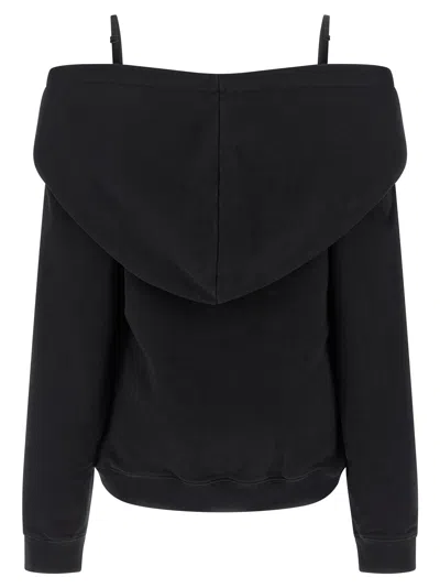 Mm6 Maison Margiela Mm6 By Maison Margiela Off-the-shoulder Cotton Sweatshirt In Black