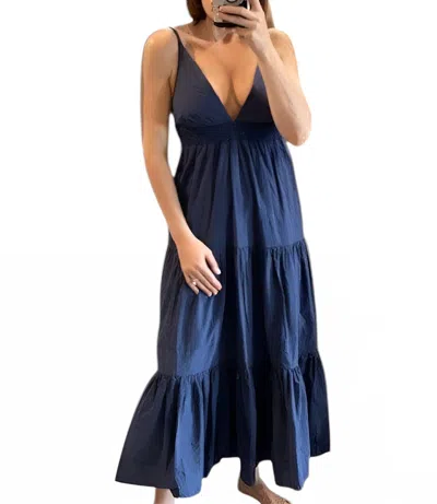 Sundays Bow Back Maxi Dress In Navy Blue In Blue