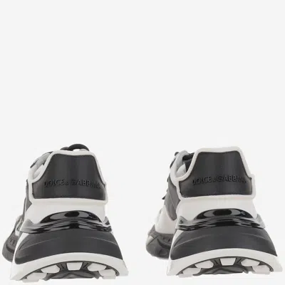Dolce & Gabbana Panelled Leather Sneakers With Iconic Logo Patch In Black