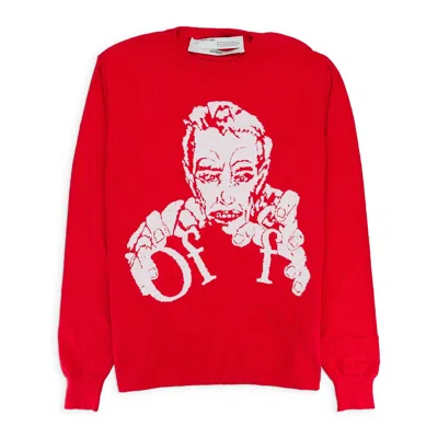 Off-white Embroidered Sweatshirt In Red