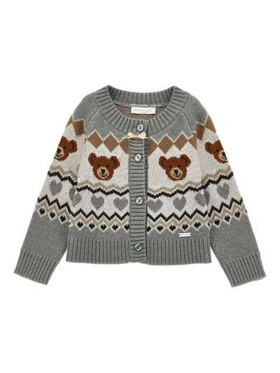 Monnalisa Button-up Cardigan In Gray