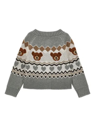 Monnalisa Button-up Cardigan In Gray