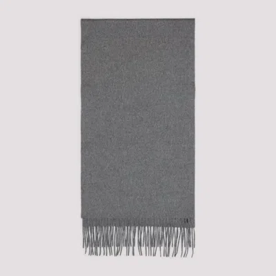 Giorgio Armani Luxe Grey Cashmere Fringed Scarf In Gray