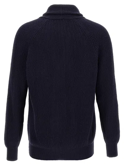 Brunello Cucinelli Ribbed-knit Cardigan In Blue