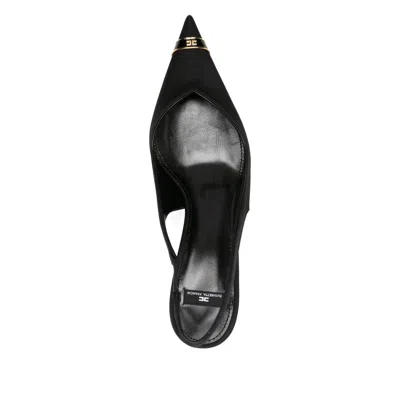 Elisabetta Franchi Slingback Heels With Gold Accent And Pointed Toe