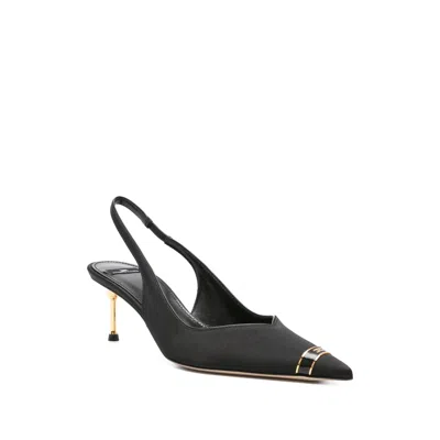 Elisabetta Franchi Slingback Heels With Gold Accent And Pointed Toe