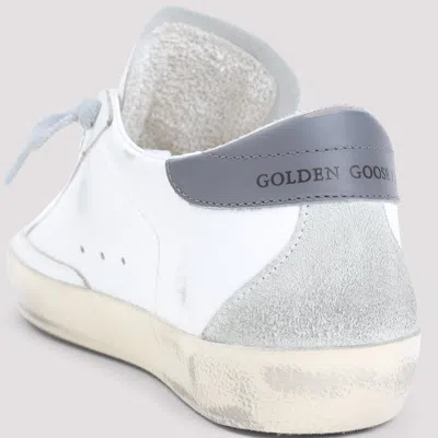 Golden Goose Super-star Leather Sneakers With Suede Grey Leather And Leather Grey Heel Tab Shoes In White