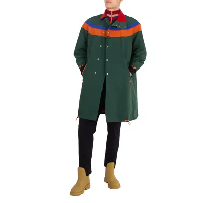 Kolor Beacon Men's Green Colorblock Nylon Long Jacket In Multi