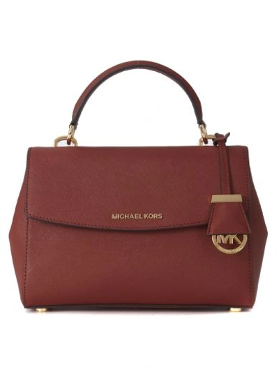 Michael Kors Ava Handbag In Red Brick Saffiano Leather. In Rosso