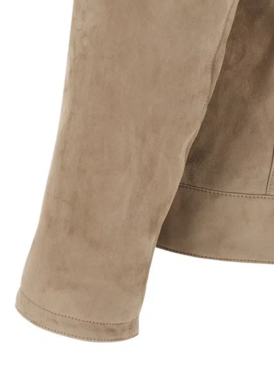 Brioni Classic Suede Blouson With Cupro Lining In Brown