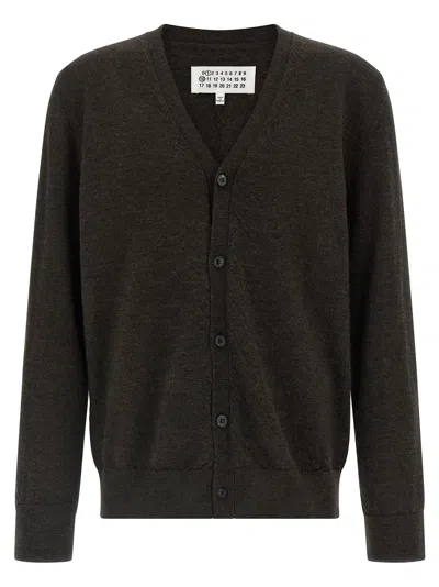 Maison Margiela Suede Patch Cardigan Sweaters And Cardigans Brown In Brown