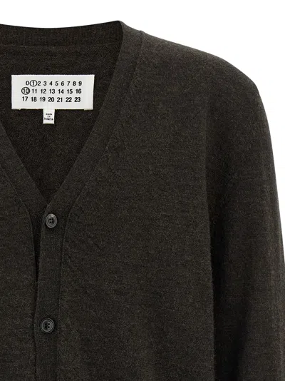 Maison Margiela Suede Patch Cardigan Sweaters And Cardigans Brown In Brown