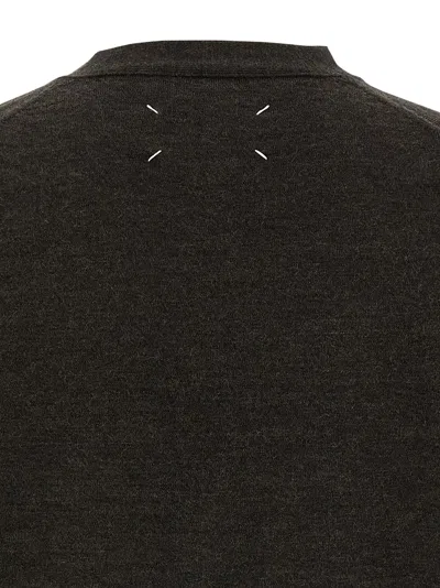 Maison Margiela Suede Patch Cardigan Sweaters And Cardigans Brown In Brown