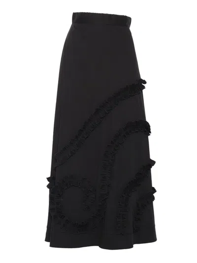 Clips Pleated Black Maxi Skirt In Black