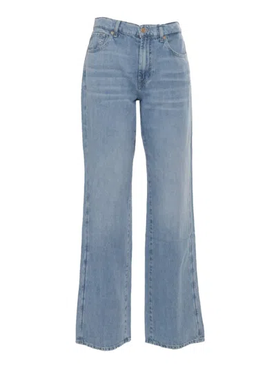 7 For All Mankind Relaxed Fit Light Blue Denim Trousers In Blue