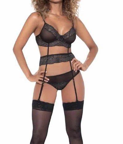 Mapalé Bella 3 Piece Bra Set In Black In Black