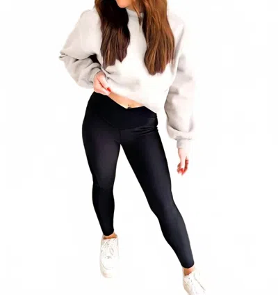Blakely Max Sculpt Diagonal Ribbed Leggings In Black In Black