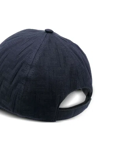 Fendi Monogram-pattern Baseball Cap In Blue