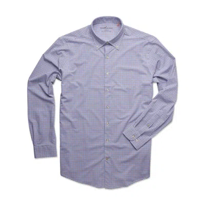Horn Legend Men's Mockingbird Performance Woven Sport Shirt In Blue/brown