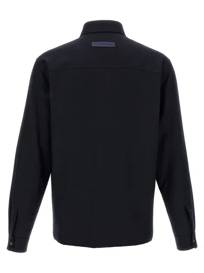 Zegna Padded Techmerino Shirt Jacket In Black