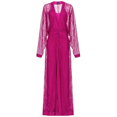 Pinko Floral-lace Long-sleeve Maxi Dress In Pink