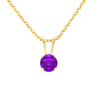 Superjeweler 1/2 Carat Gemstone Solitaire Pendant Necklace In Gold With Free Chain - Multiple Gemstone Options Av
