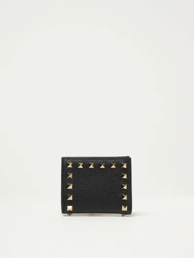 Valentino Rockstud Flap Wallet In Black