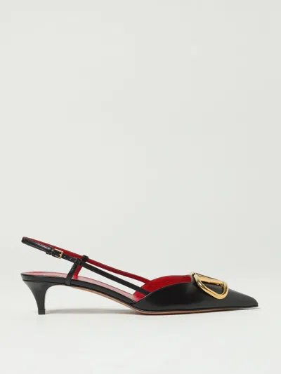 Valentino Pointed Toe Slimback Pump With Vintage-effect Brass Detail In Black