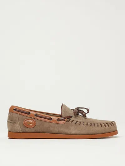 Valentino Palm Avenue Suede And Leather Loafers In Brown