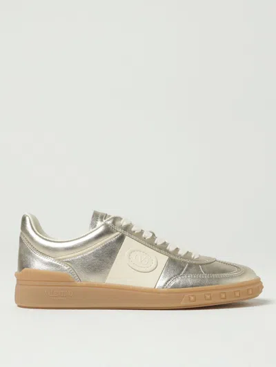 Valentino Garavani Women Gold Laminated Calfskin Upvillage Sneakers In Neutral