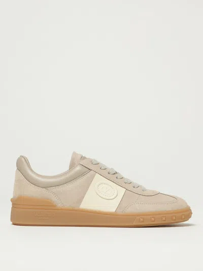 Valentino Suede High-top Sneakers Contrast Panel In Neutral