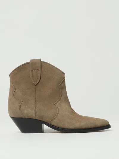 Isabel Marant Taupe Brown Calf Leather Texano Style Boots In Gray