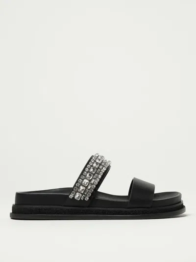 Jimmy Choo Crystal Embellished Leather Flat Sandals