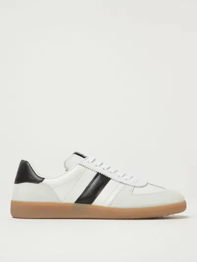 Tom Ford Archer White Low Top Sneakers With Logo Lettering On Tongue And Heel And Contrasting Heel In Leather