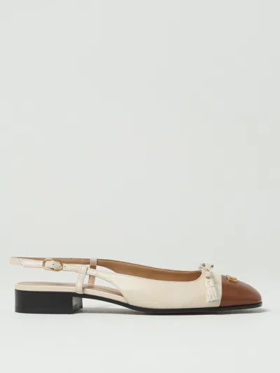 Valentino Garavani 'valet Du Roi' White Ballet Flats With Vlogo Plaque On The Front And Adjustable L