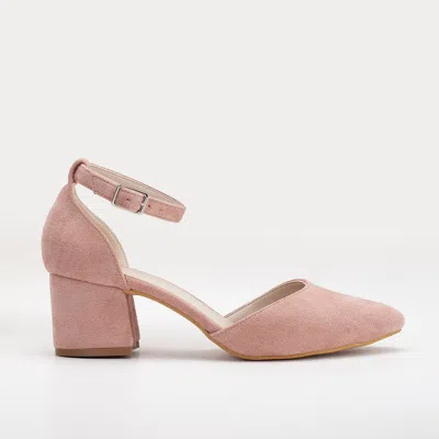 Forever & Always Shoes Marcelle Low Block Heel Pumps In Pink