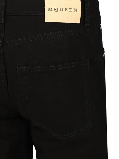 Alexander Mcqueen Black Jeans With Belt Loops And Logo Patch On The Rear In Denim Man In Black