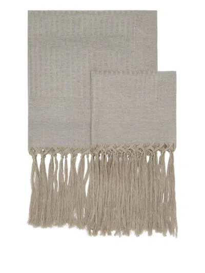 Brunello Cucinelli Chevron Fringe Towels (120cm X 70cm) (set Of Two) In Gray
