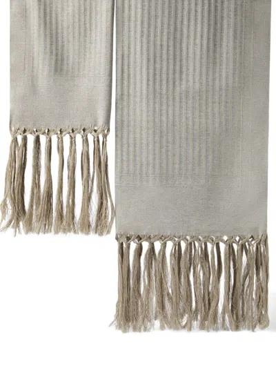 Brunello Cucinelli Chevron Fringe Towels (120cm X 70cm) (set Of Two) In Gray