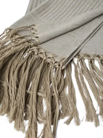 Brunello Cucinelli Chevron Fringe Towels (120cm X 70cm) (set Of Two) In Gray
