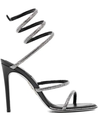 René Caovilla Strappy Leather Sandals Stiletto Heel