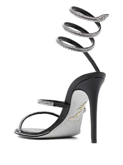 René Caovilla Strappy Leather Sandals Stiletto Heel