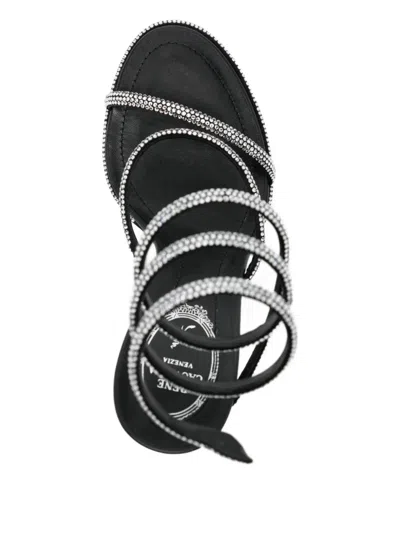 René Caovilla Strappy Leather Sandals Stiletto Heel