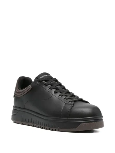 Emporio Armani Exclusive Leather Sneakers In Multi