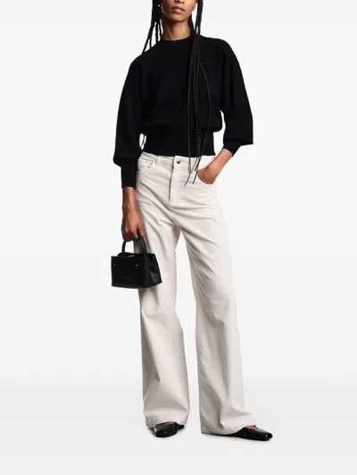 Emporio Armani Mid-rise Wide-leg Denim Jeans With Belt Loops In White