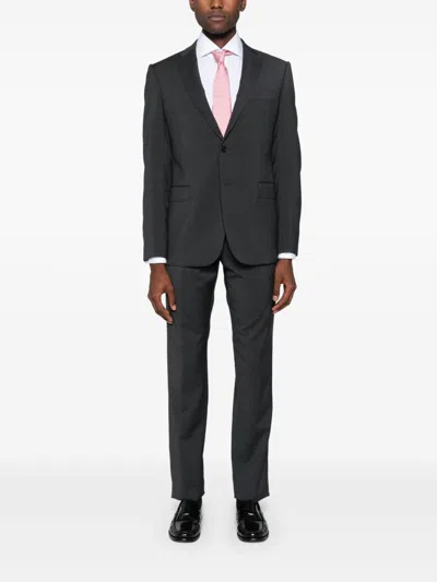 Emporio Armani Single-breasted Wool Suit Notched Lapels In Black
