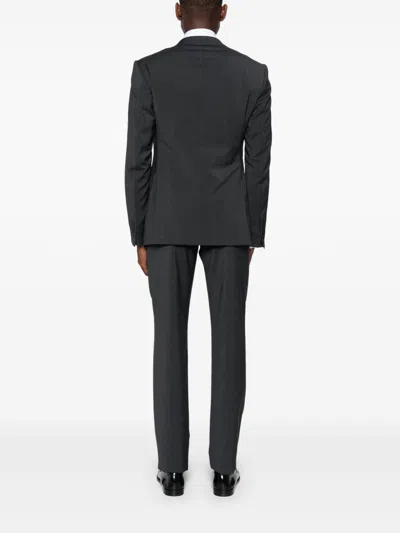 Emporio Armani Single-breasted Wool Suit Notched Lapels In Black
