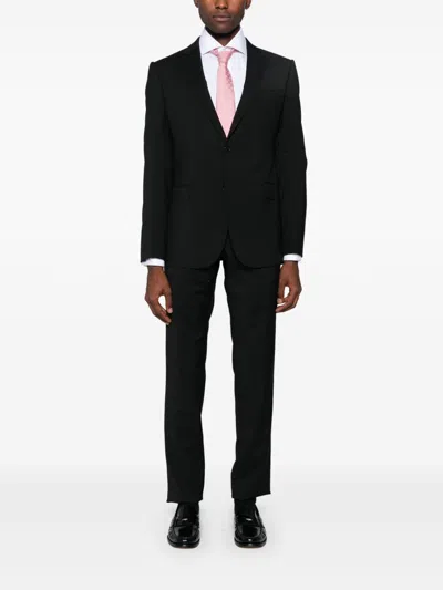 Emporio Armani Virgin Wool Single-breasted Suit In Black