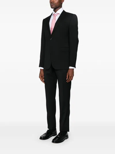 Emporio Armani Virgin Wool Single-breasted Suit In Black