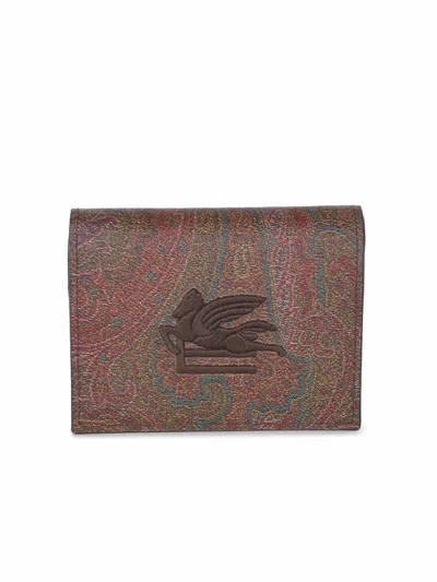 Etro Wallet In Paisley Leather In Brown
